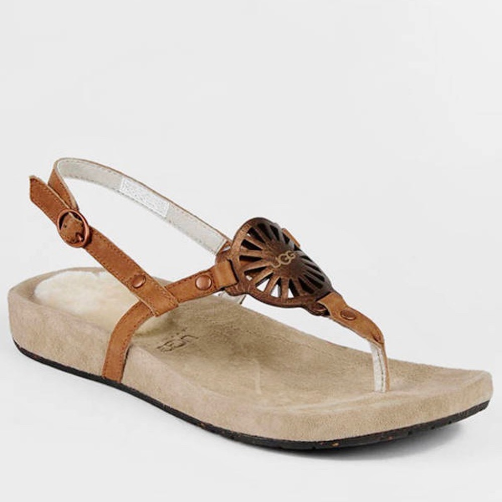 NWOT UGG Flat Thong Sheepskin Halendi Sandals 6